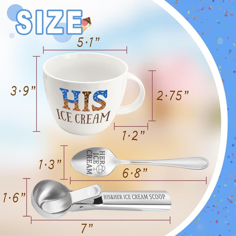 Anniversary Ice Cream Bowl & Spoon Set for Couples
