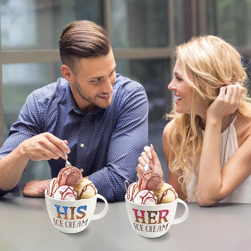 Anniversary Ice Cream Bowl & Spoon Set for Couples