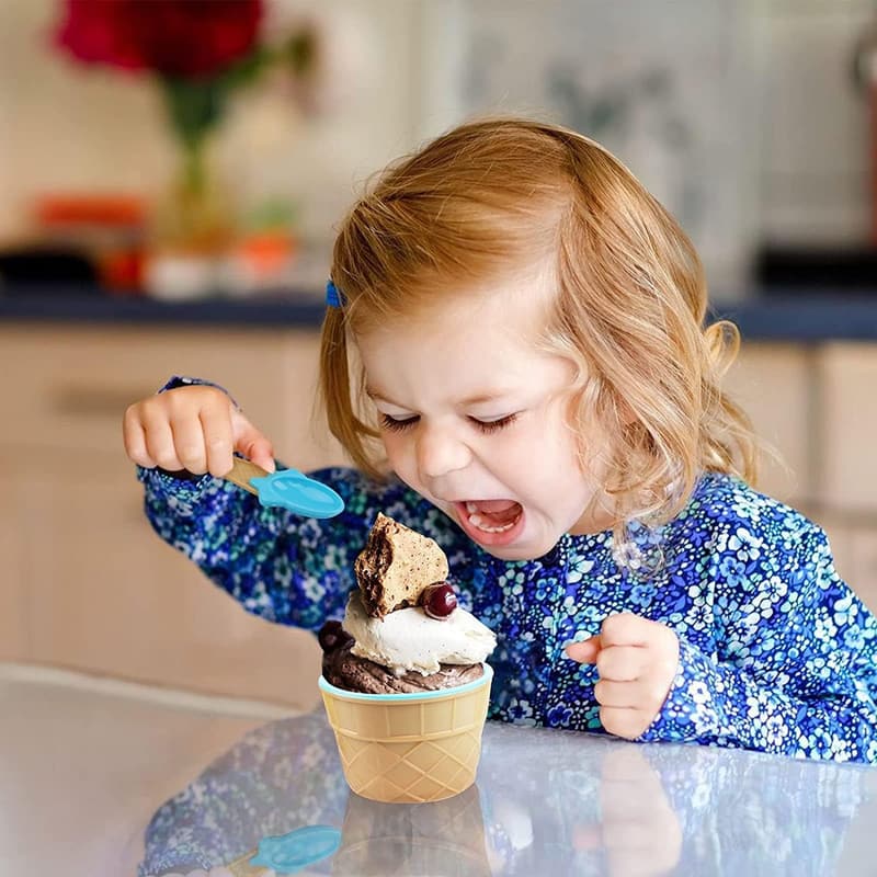 Kids' Candy Color Ice Cream Bowls with Spoons – Summer Party Set