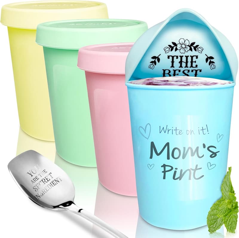 Reusable Pint Ice Cream Containers - Airtight, 16oz, Set of 4
