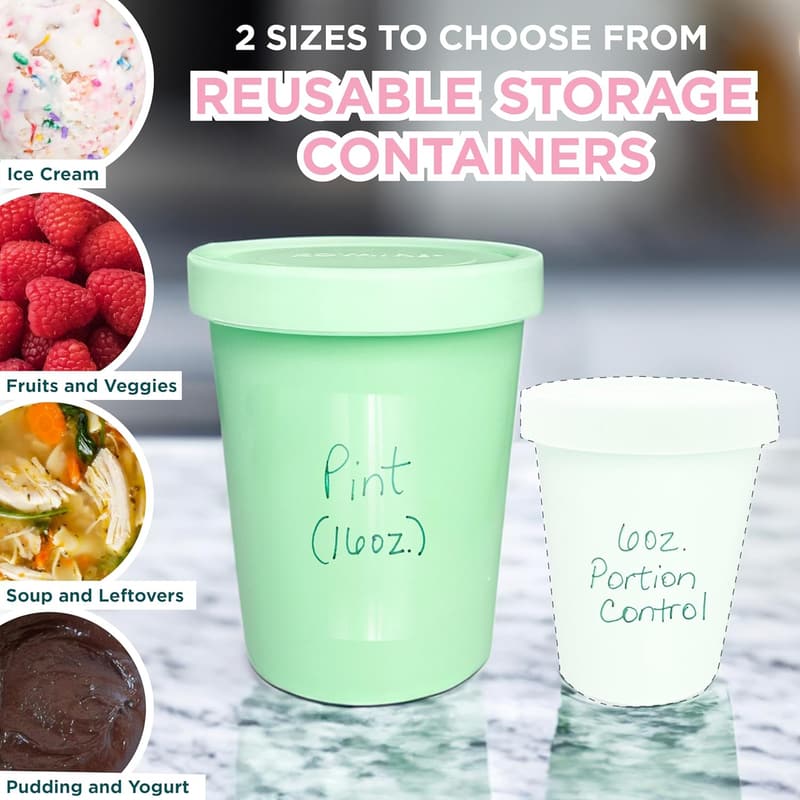 Reusable Pint Ice Cream Containers - Airtight, 16oz, Set of 4