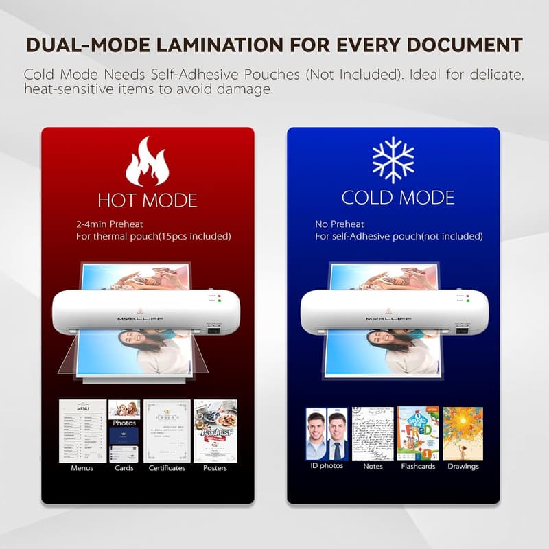 Portable 9-Inch Thermal Laminator with Hot & Cold Modes