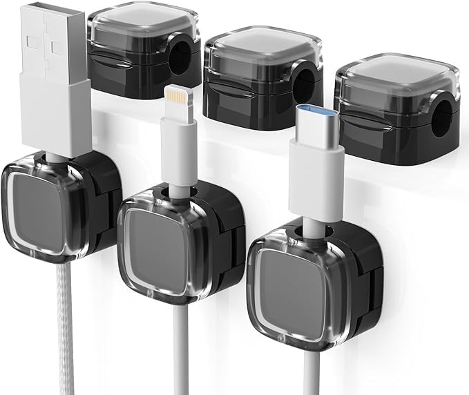 Magnetic Cable Organizer Set - 6 Pack USB Storage Holders