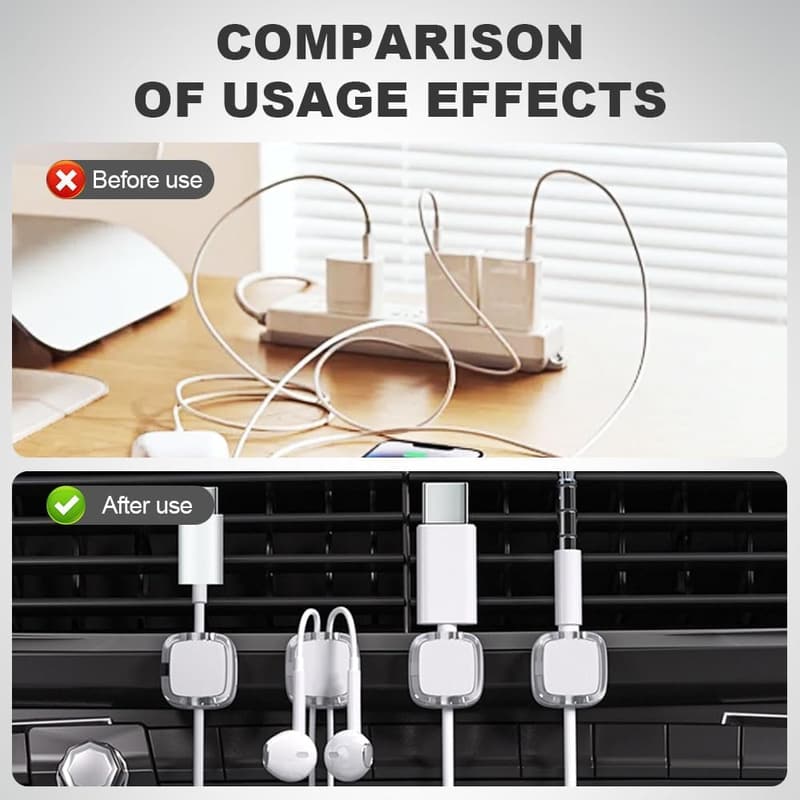 Magnetic Cable Organizer Set - 6 Pack USB Storage Holders