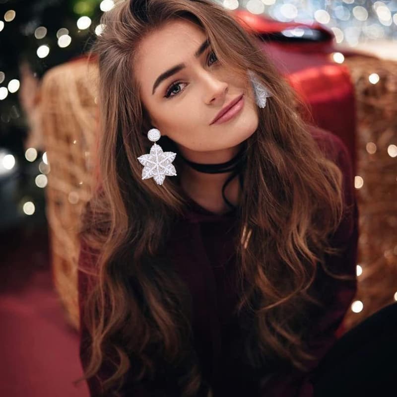 Christmas Hypoallergenic Snowflake Dangling Earrings for Women