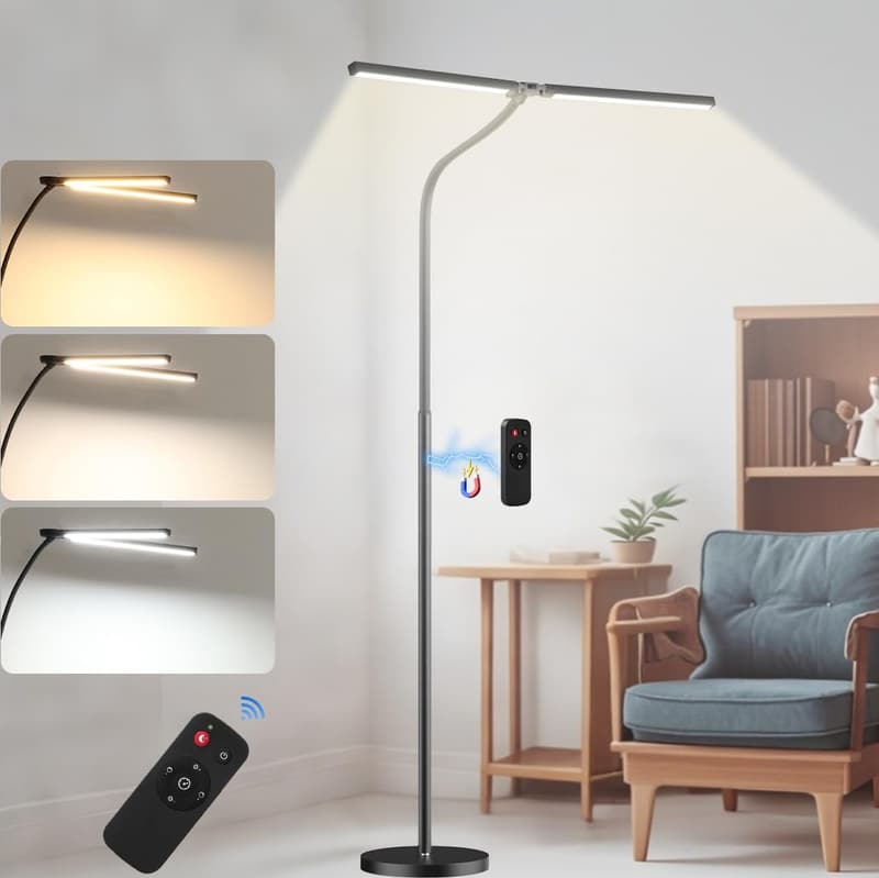 24W Dual Head LED Floor Lamp with Remote for Crafting