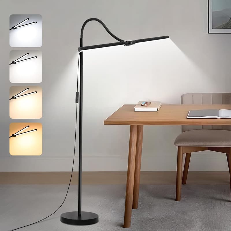 Adjustable LED Floor Lamp - 15W Dimmable Light for Office & Crafts