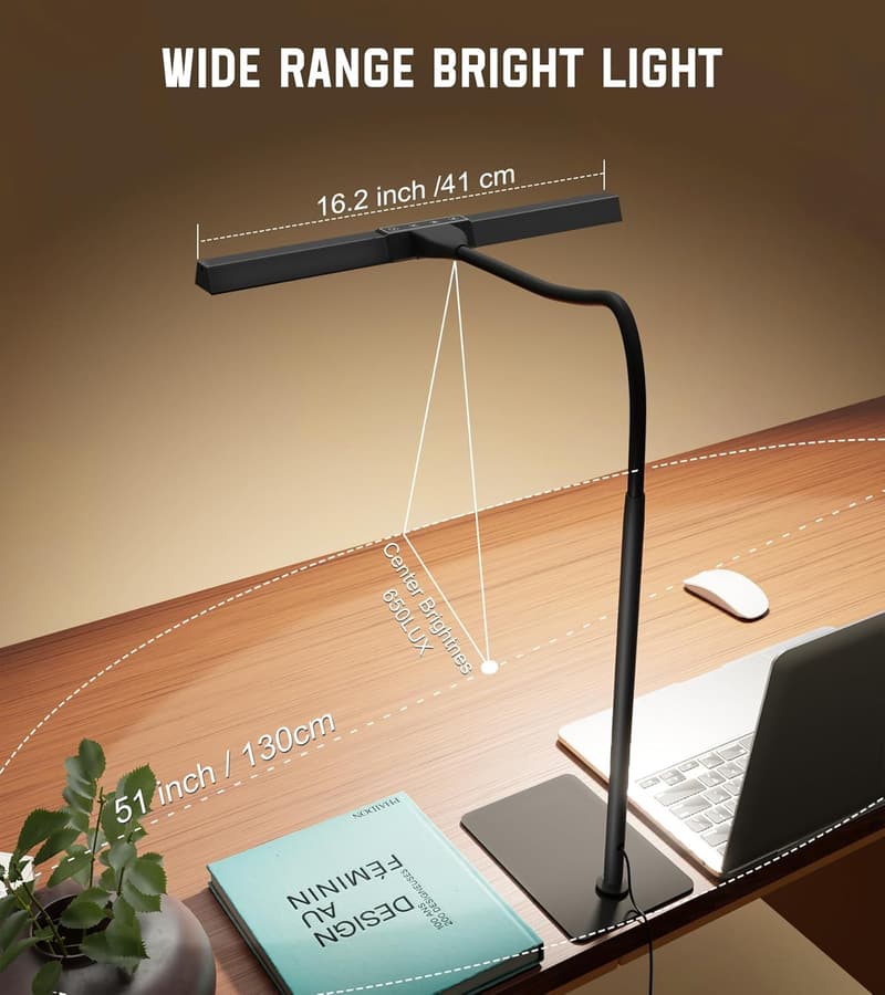 Adjustable LED Desk Lamp with Touch Control - Eye-Caring Light for Home Office