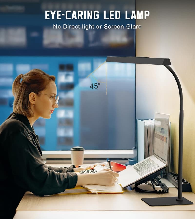 Adjustable LED Desk Lamp with Touch Control - Eye-Caring Light for Home Office