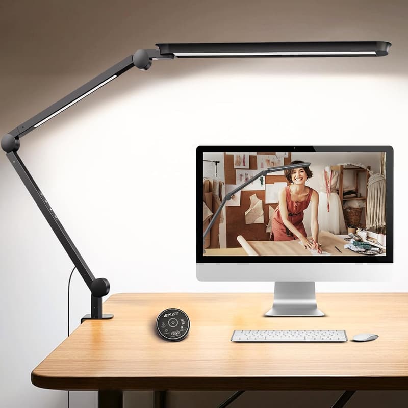 Flexible LED Desk Lamp with Clamp & Remote, 4 Color Modes
