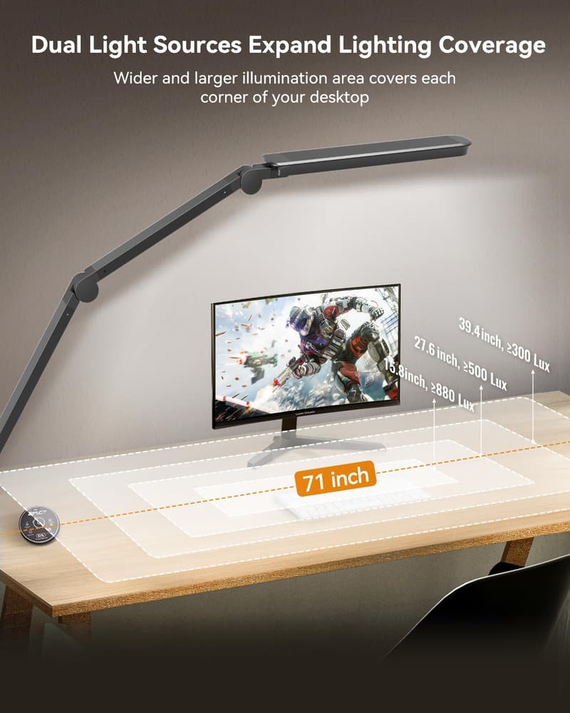 Flexible LED Desk Lamp with Clamp & Remote, 4 Color Modes