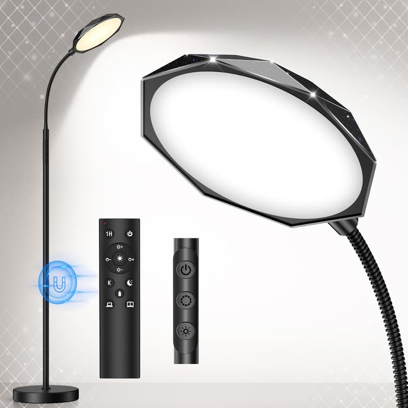 Bright LED Floor Lamp with Adjustable Colors & Remote Control