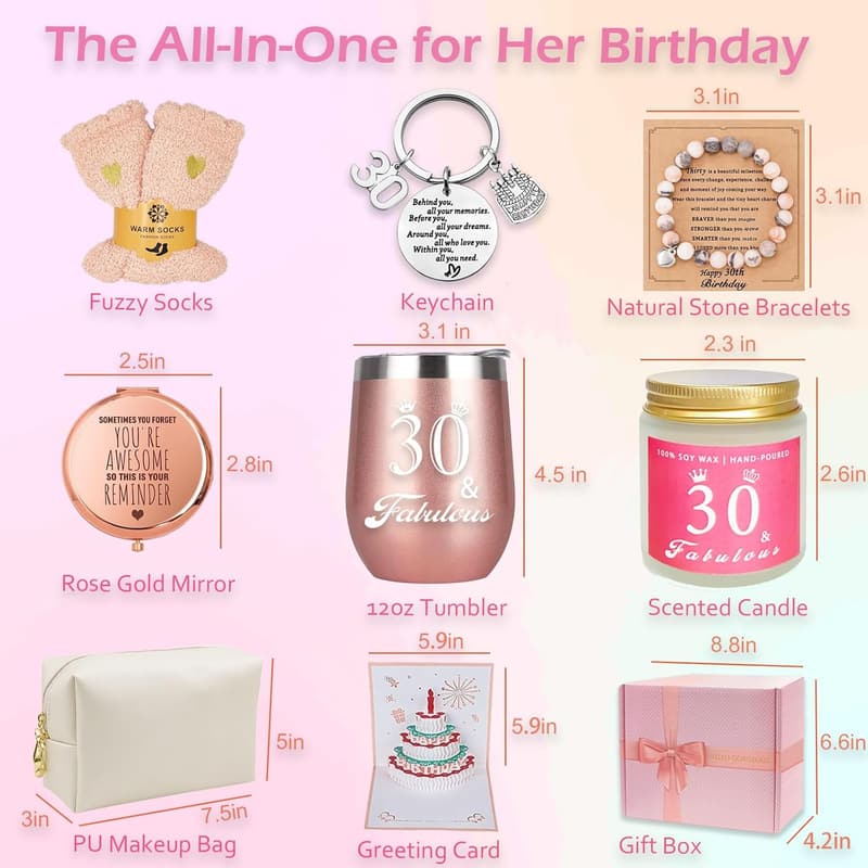 30th Birthday Gift Basket for Women - Unique Gift Box