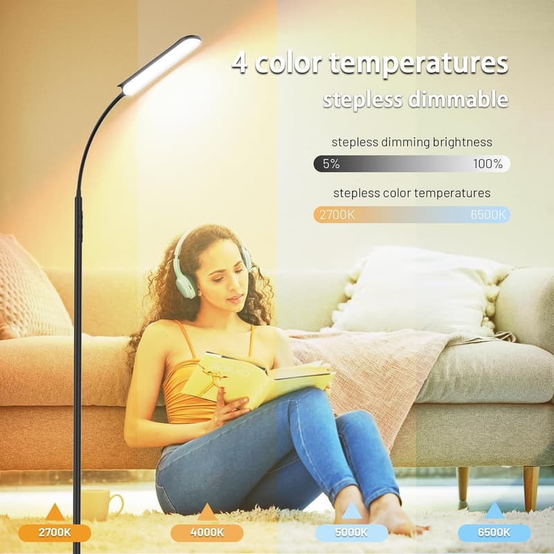 Dimmable LED Floor Lamp with Remote & Touch Control