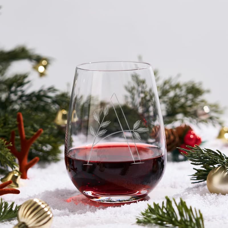 Personalized Stemless Wine Glass - Monogrammed Initial A, 16 Oz
