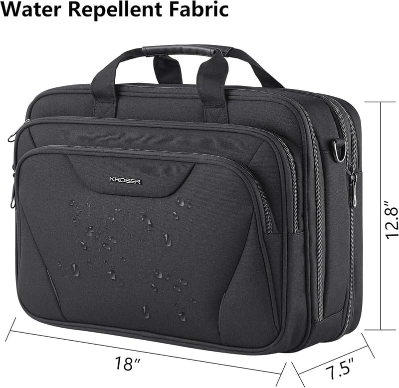 Water-Repellent Expandable Laptop Bag – Fits 17.3” Laptops