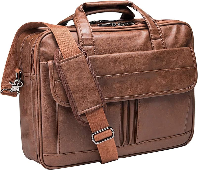 Handmade Leather Briefcase for Men - Business Travel Laptop Bag