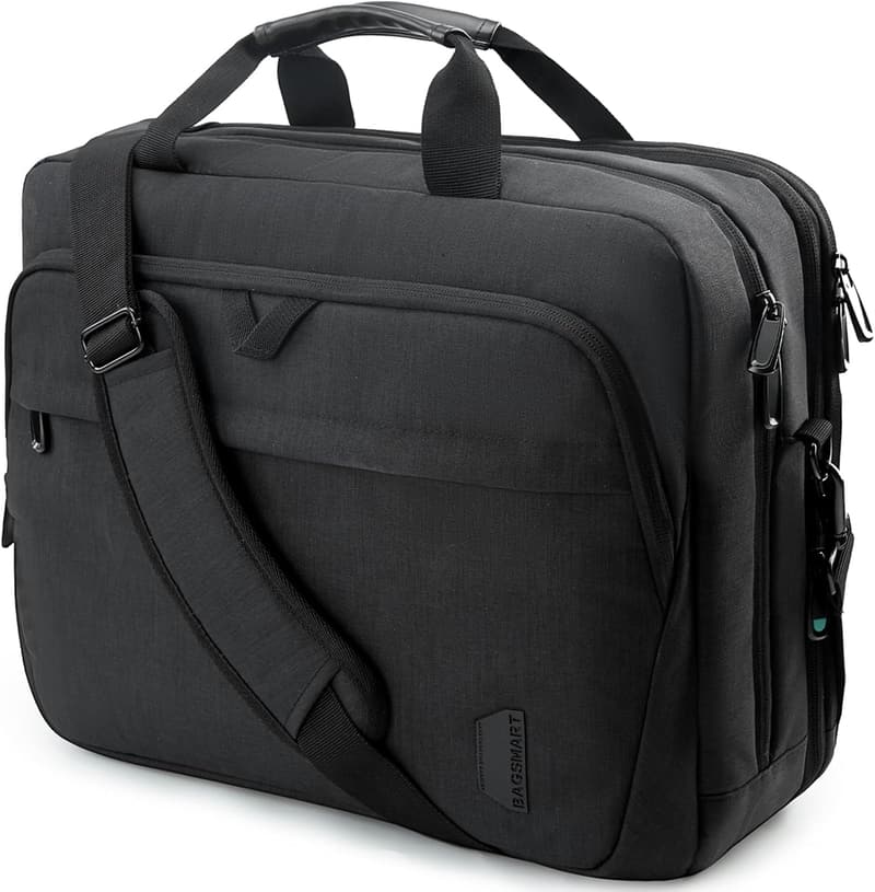 Expandable Laptop Briefcase for Business Travel - Black