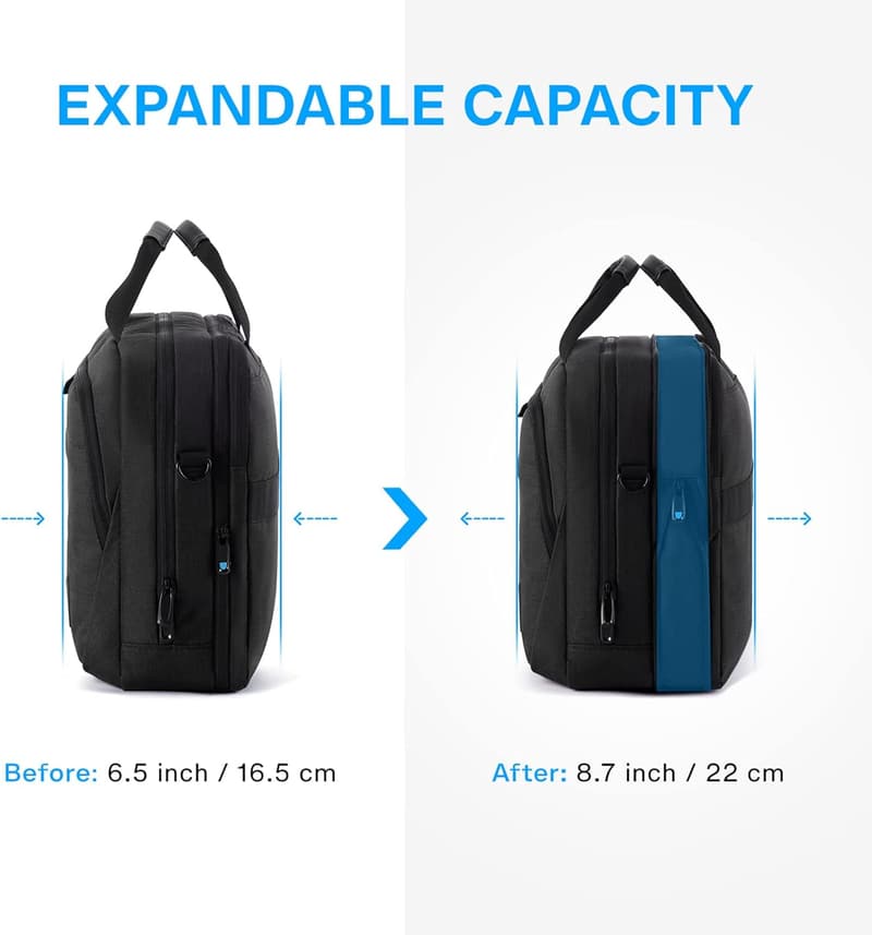 Expandable Laptop Briefcase for Business Travel - Black