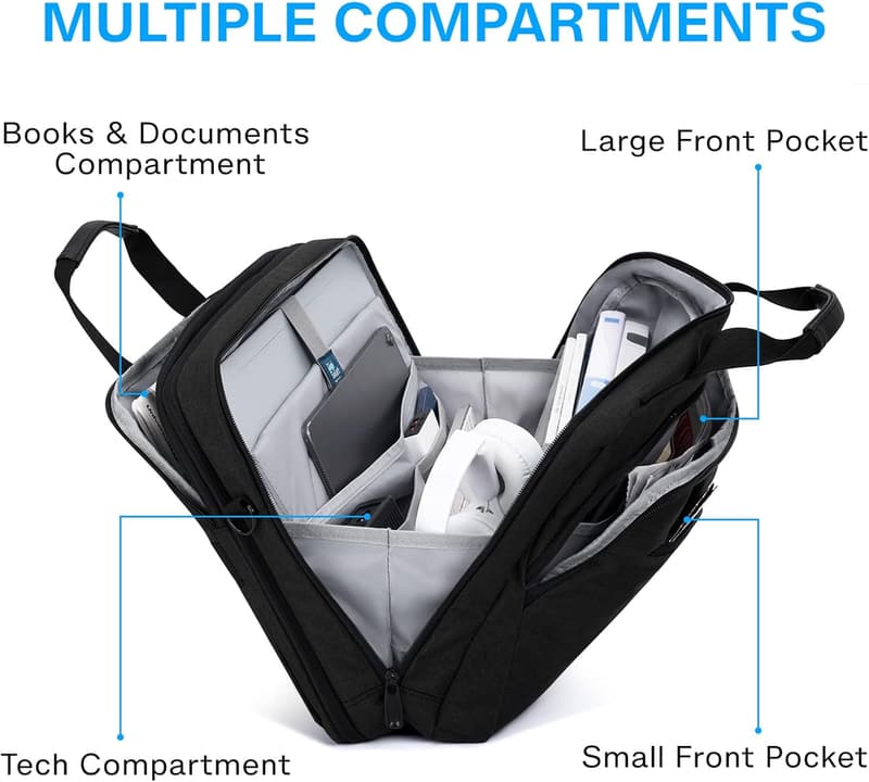Expandable Laptop Briefcase for Business Travel - Black