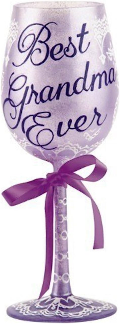 “Best Grandma Ever” Hand-painted Artisan Wine Glass, 15 oz.
