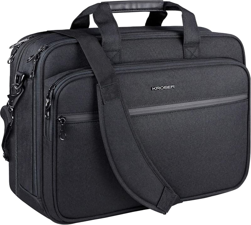 Expandable Water-Repellent Laptop Briefcase for Men & Women