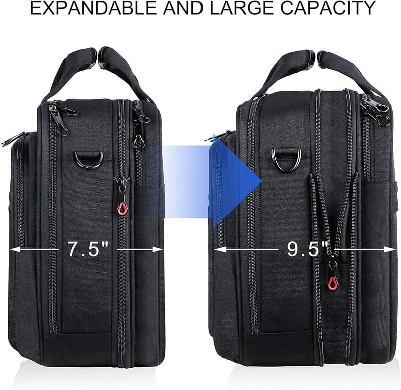 Expandable Water-Repellent Laptop Briefcase for Men & Women