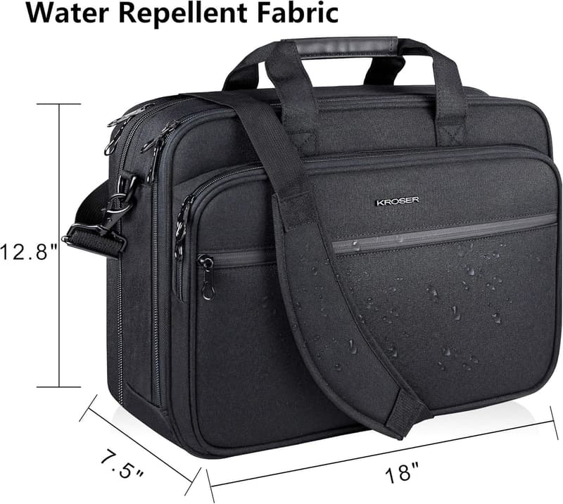 Expandable Water-Repellent Laptop Briefcase for Men & Women