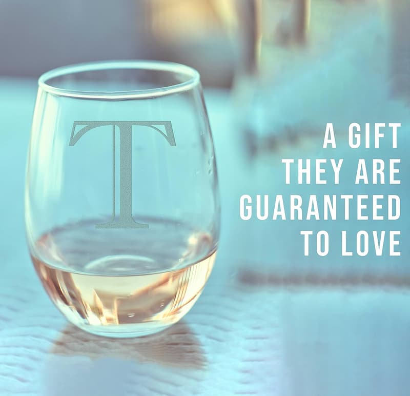 Personalized Monogrammed 17oz Stemless Wine Glass for Her