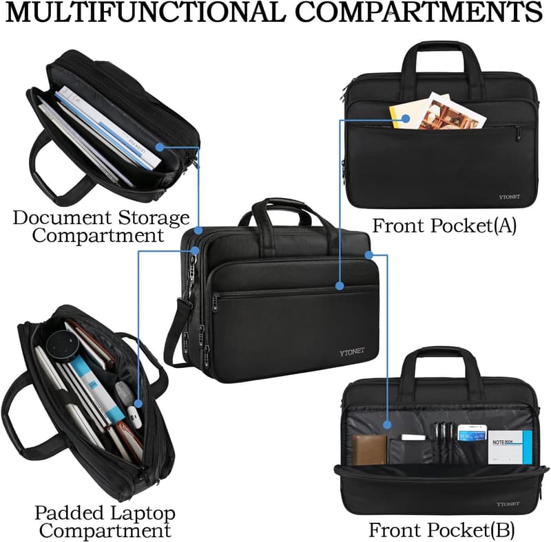 17-Inch Water-Resistant Laptop Briefcase for Men