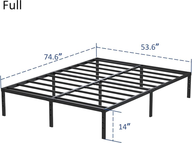 Heavy-Duty Metal Bed Frame, 14-Inch, No Box Spring Needed
