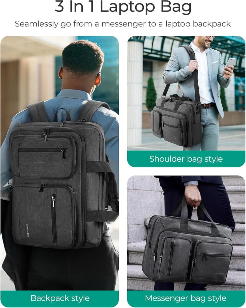 Men's Water-Repellent 3-in-1 Laptop Bag for 17.3