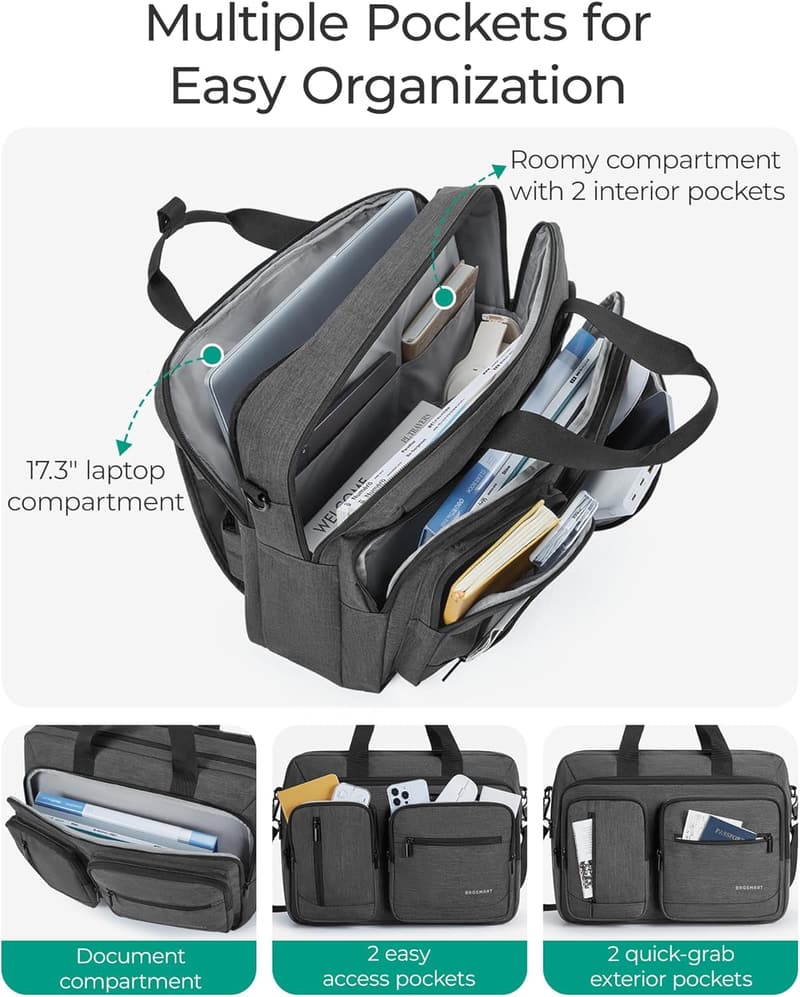 Men's Water-Repellent 3-in-1 Laptop Bag for 17.3