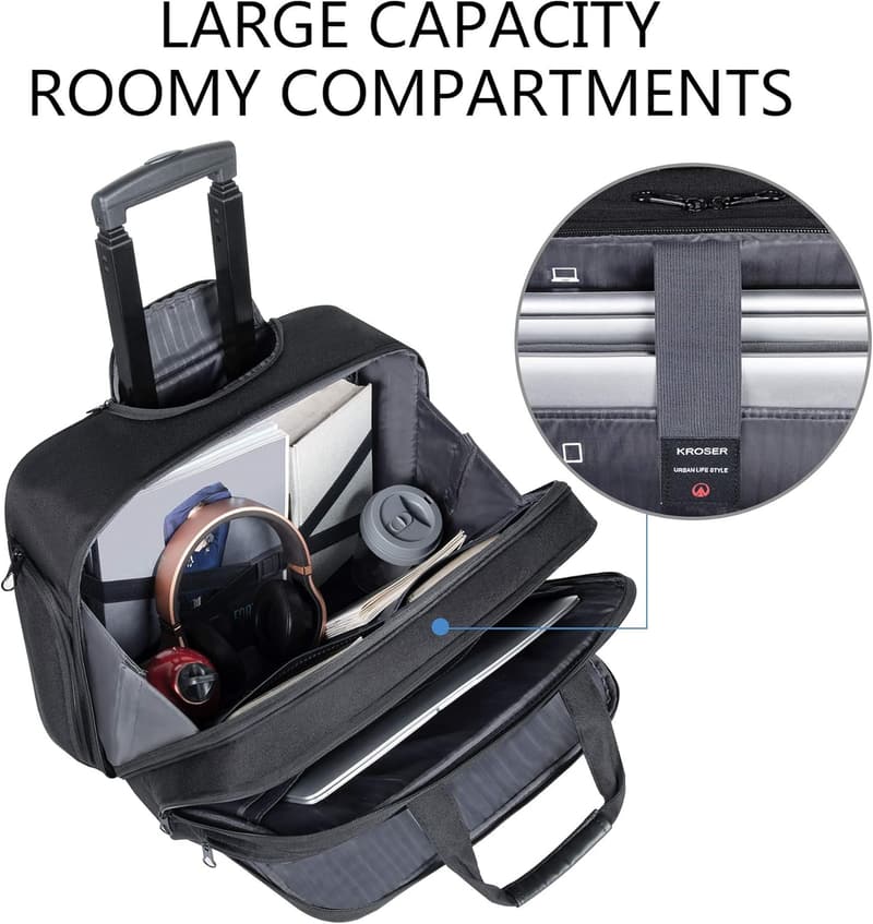 Premium Laptop Briefcase for Travel & Business - Water-Repellent, 17.3