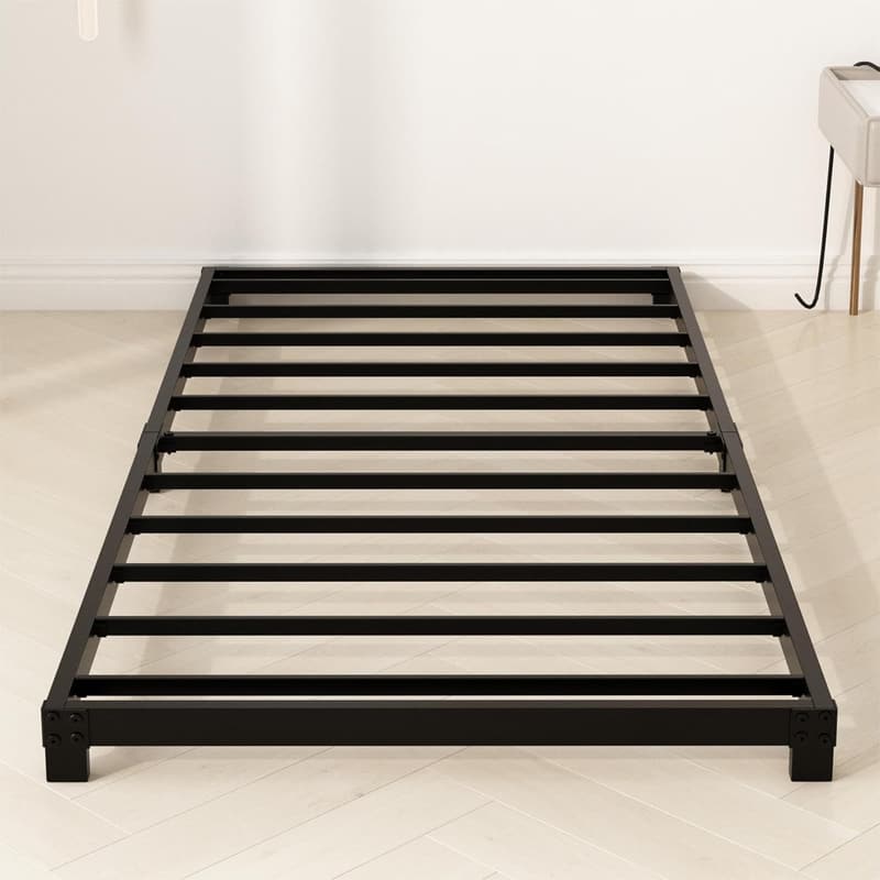 Heavy Duty Metal Twin Bed Frame - No Box Spring Needed, Black