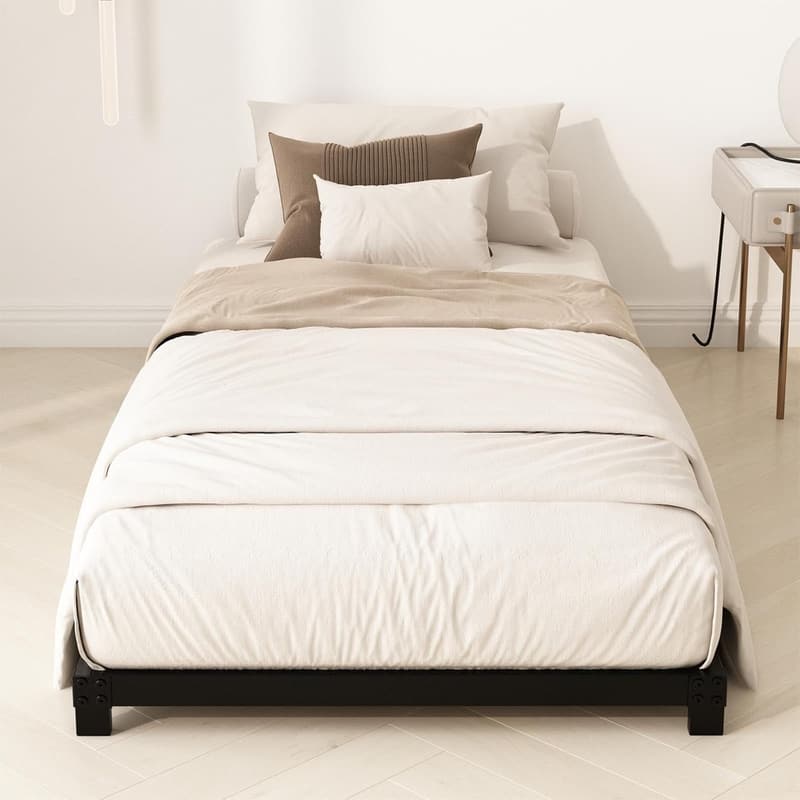 Heavy Duty Metal Twin Bed Frame - No Box Spring Needed, Black