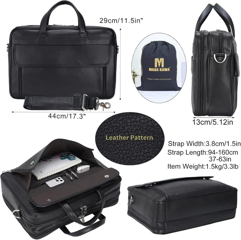 Men's Leather Briefcase for 15.6