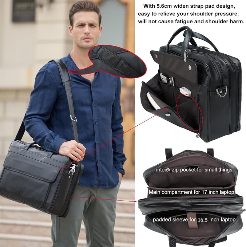 Men's Leather Briefcase for 15.6