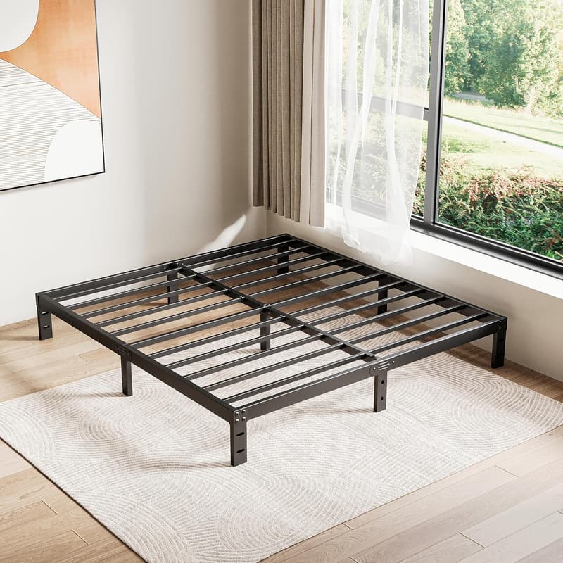 Heavy Duty Low Profile Metal Bed Frame - 7-Inch Platform, Black