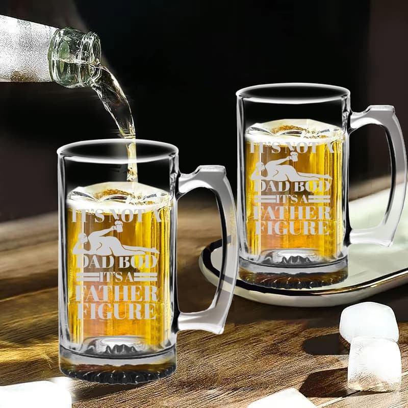 Father Figure Beer Glass Mug - 16 Oz Funny Gift for Dad