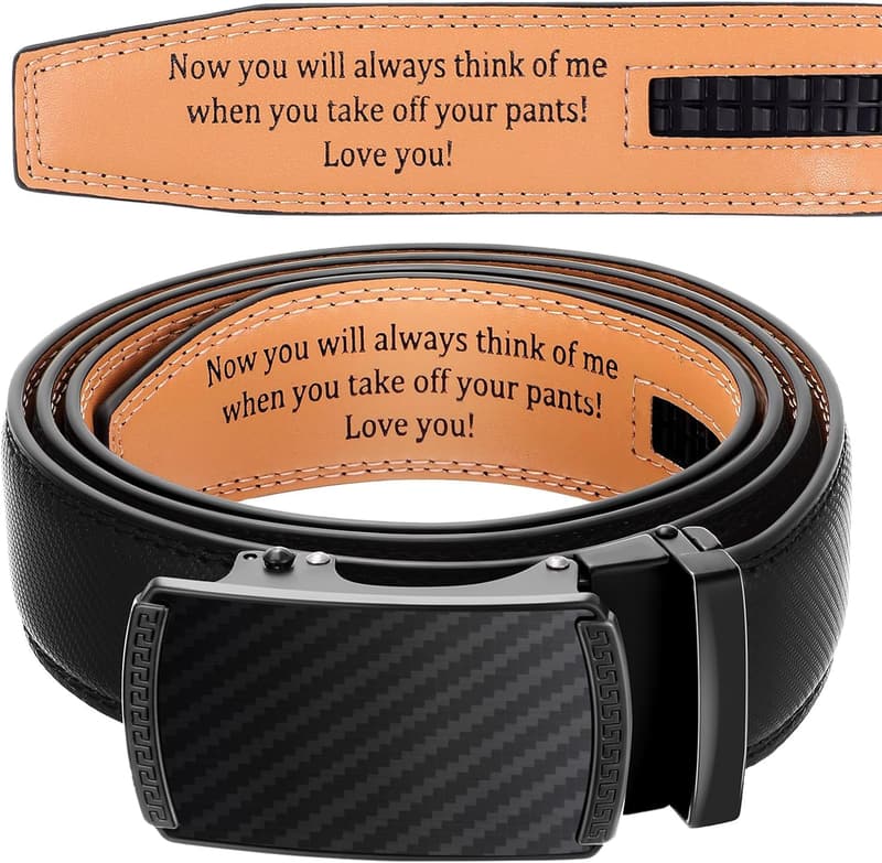 Personalized Leather Ratchet Belt for Men - Father's Day Gift