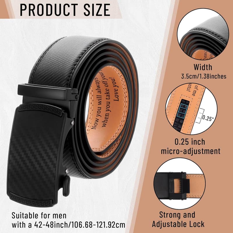 Personalized Leather Ratchet Belt for Men - Father's Day Gift