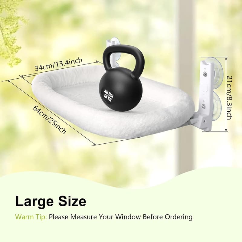 Cordless Cat Window Perch with Suction Cups & Removable Cover