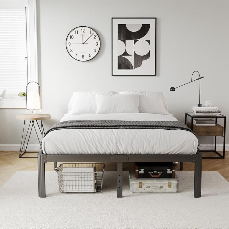Heavy-Duty Black Full Bed Frame, No Box Spring Needed