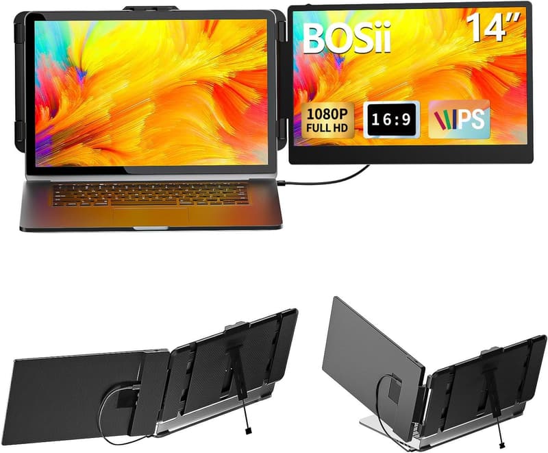 14-Inch Portable Dual IPS FHD Monitor for Laptops