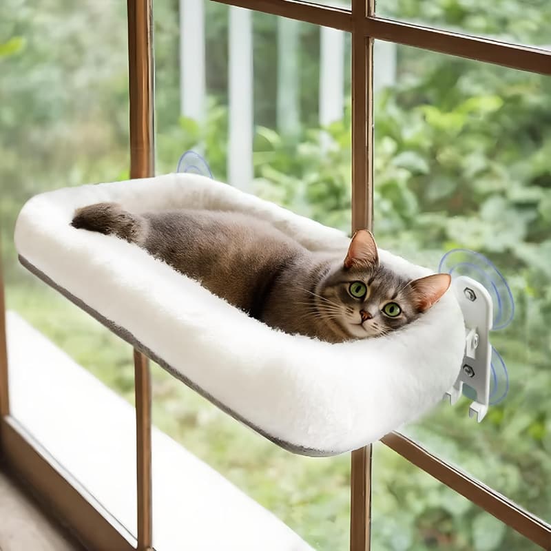 Cat Window Perch Hammock with Strong Suction Cups & Metal Frame