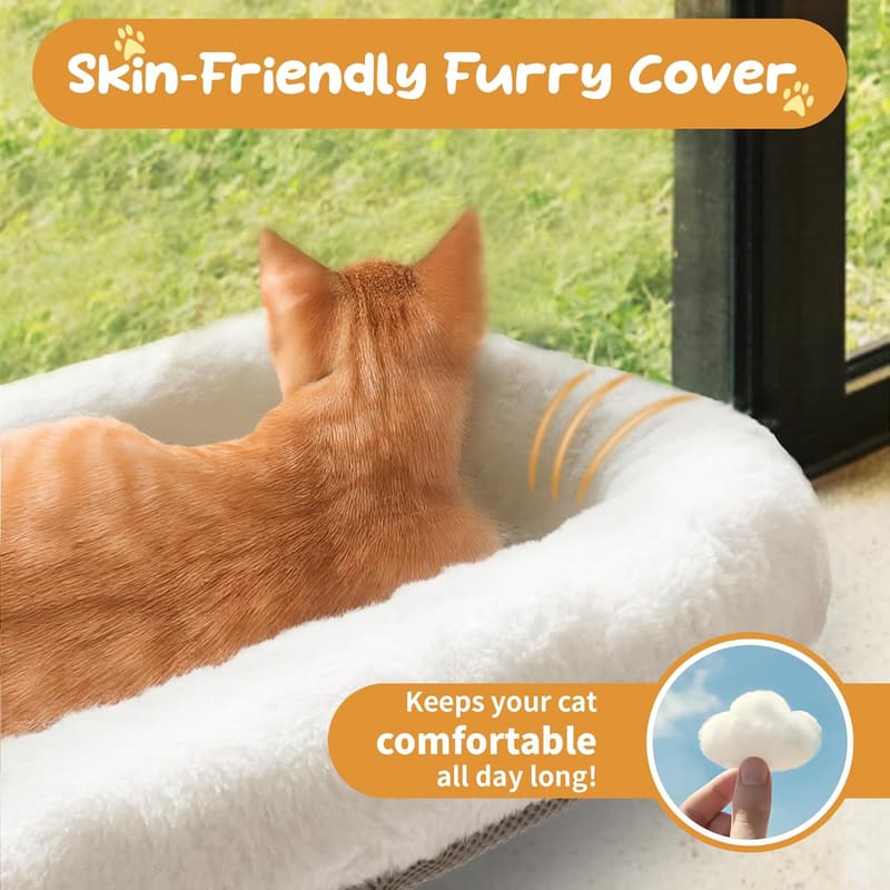 Cat Window Perch Hammock with Strong Suction Cups & Metal Frame