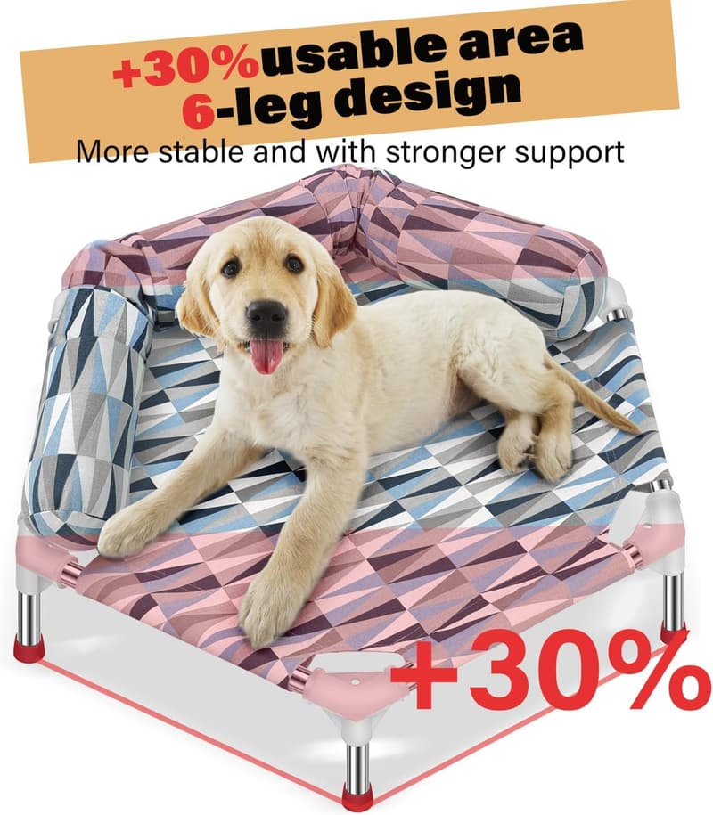 Cooling Elevated Orthopedic Dog Bed with Metal Frame, Up to 50 lbs