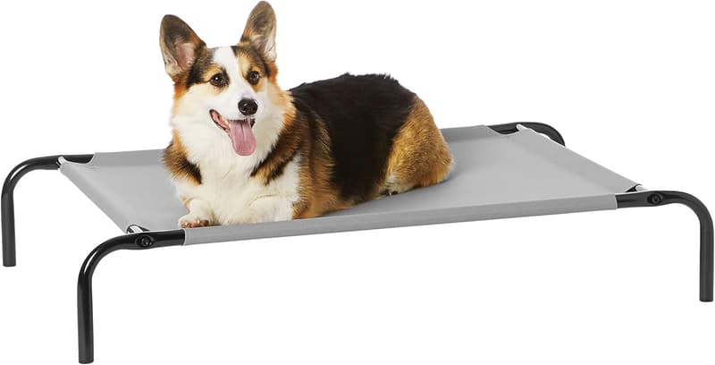 Elevated Cooling Dog Bed with Durable Metal Frame, Medium, Grey