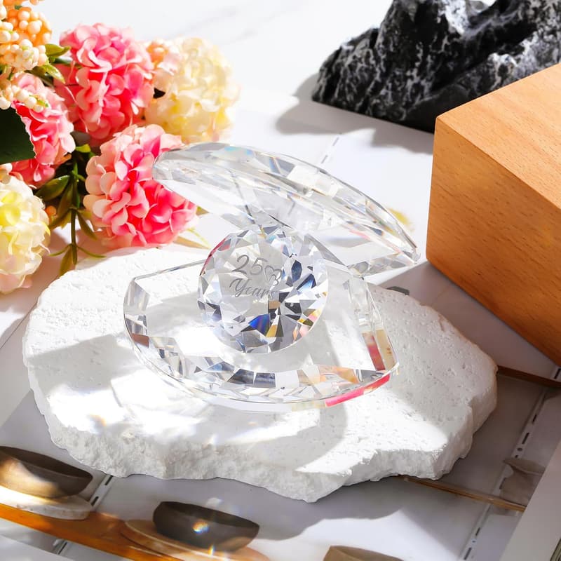 25th Anniversary Crystal Shell Figurine Gift for Couples